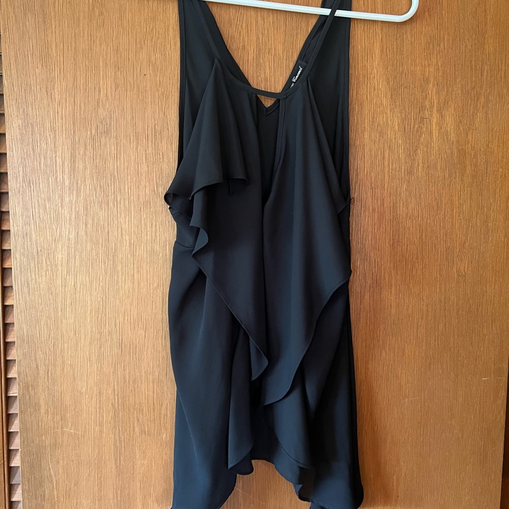 Black Peek-a-Boo Shoulder Ruffled Top